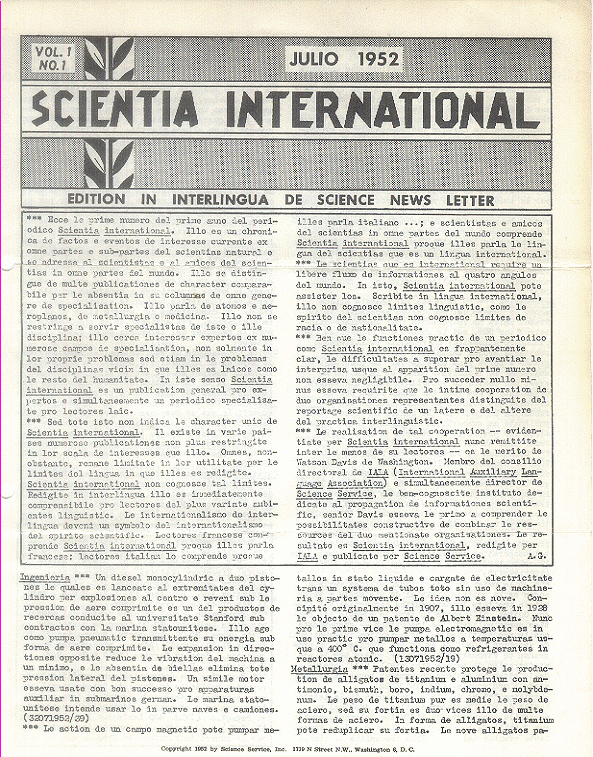 Scientia international, julio 1952
