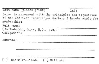 Formulario del Societate American pro Interlingua, 1962